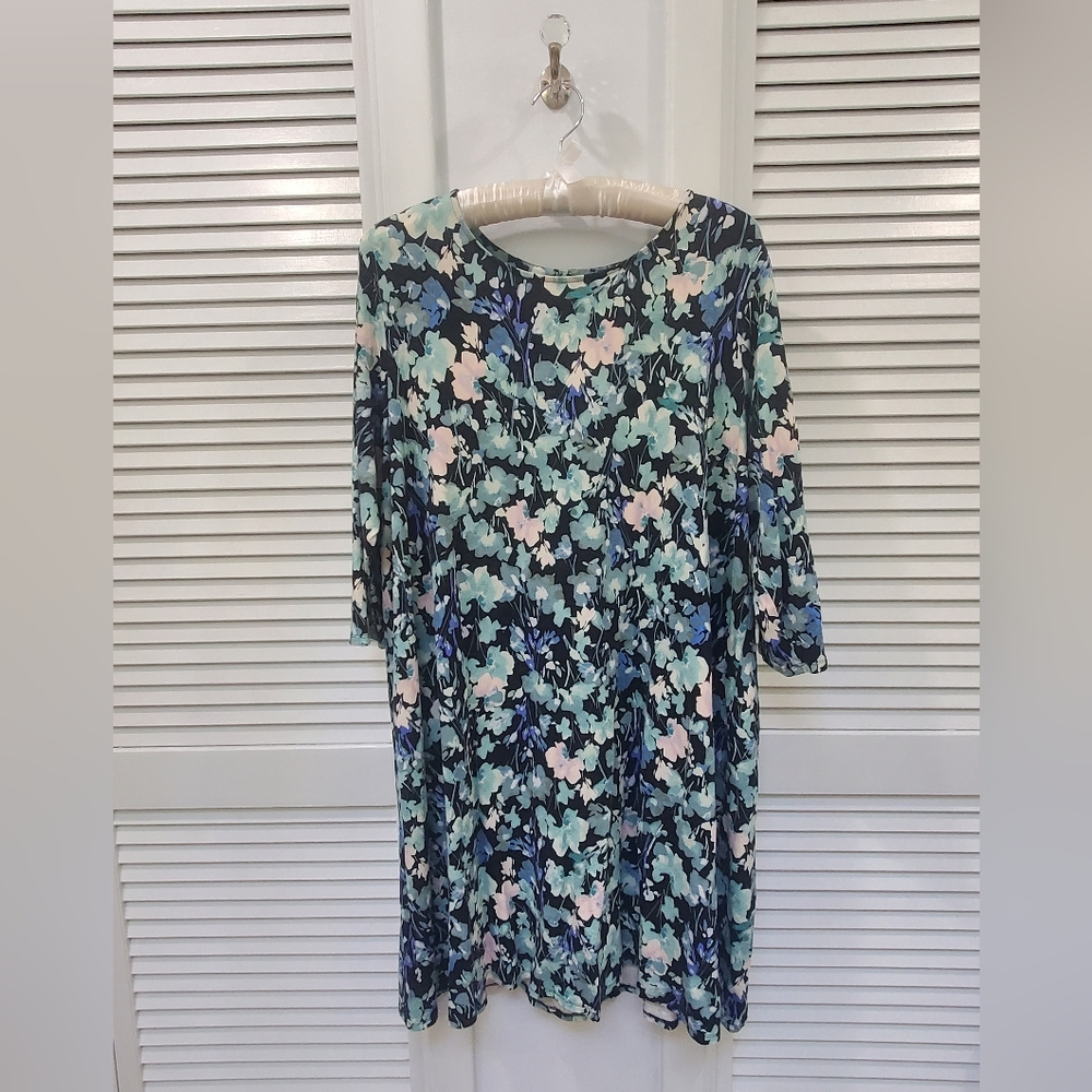 J. Jill Floral Midi Dress - Navy and Light Pink